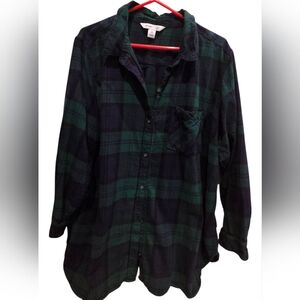 Like New Old Navy Plaid Flannel Green & Blue 3XL